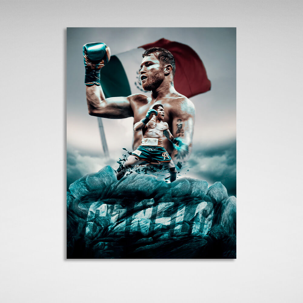 Boxer Saul Canelo Alvarez. Kunstdruck auf Leinwand.