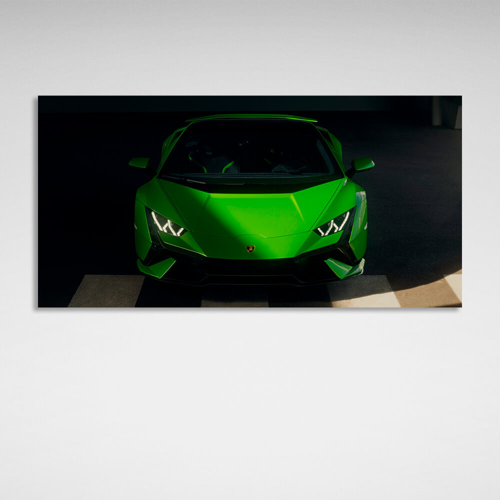 Kunstdruck auf Leinwand, Motiv: ein grünes Lamborghini-Auto