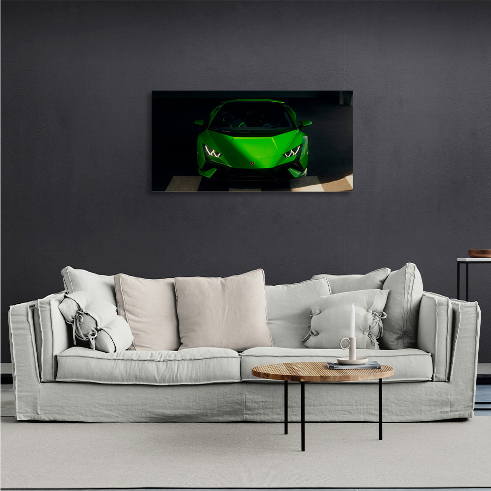 A green Lamborghini car Canvas Wall Art Print