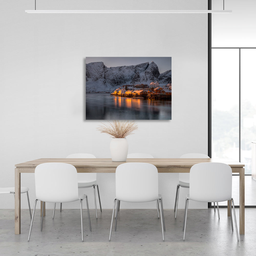 A city among ice and mountains Canvas Wall Art Print