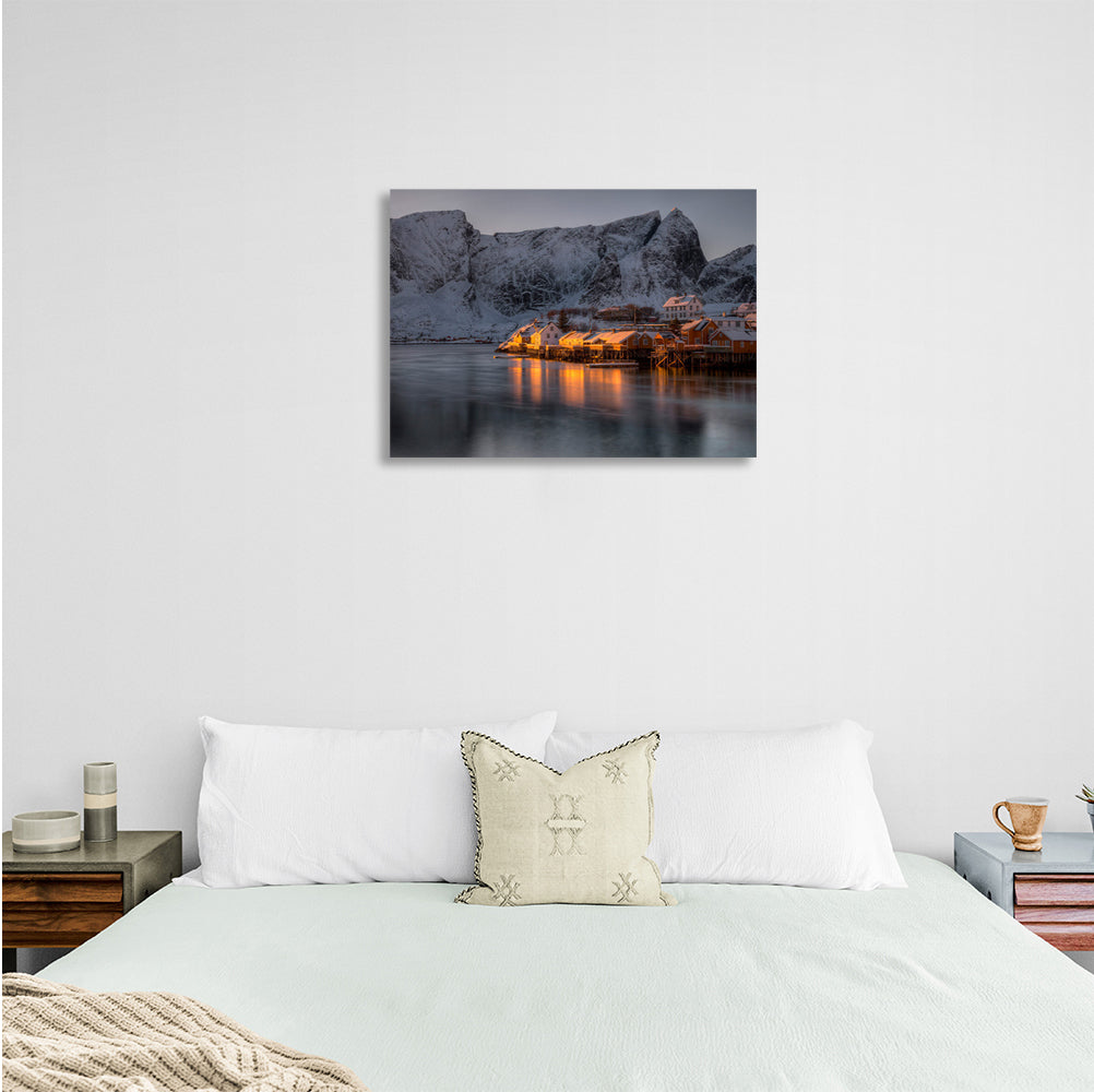 A city among ice and mountains Canvas Wall Art Print