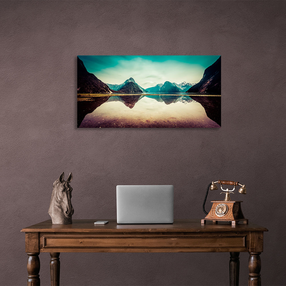 Lake and mountains Canvas Wall Art Print