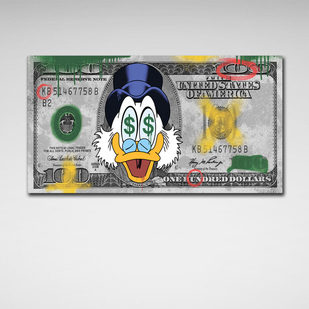 Scrooge Dollar Inspirierender Leinwand-Kunstdruck