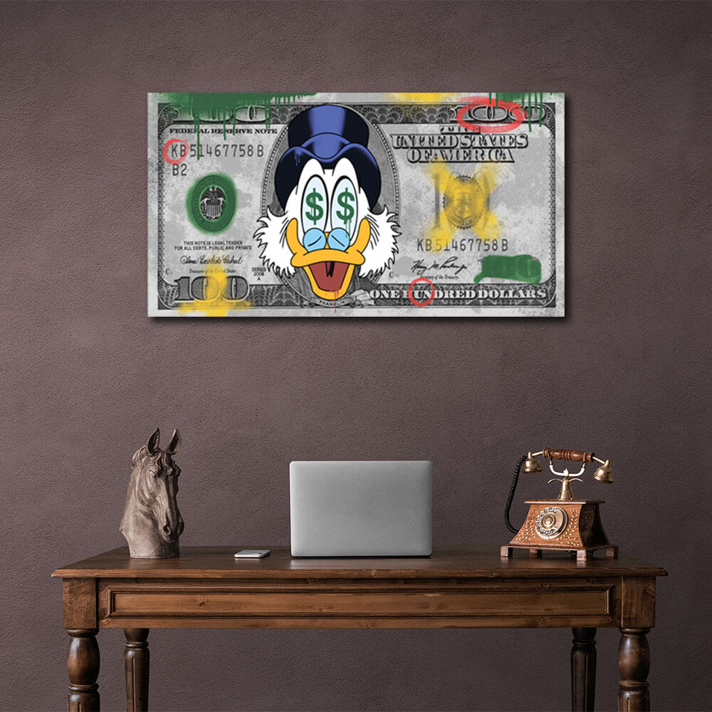 Scrooge Dollar Inspirierender Leinwand-Kunstdruck