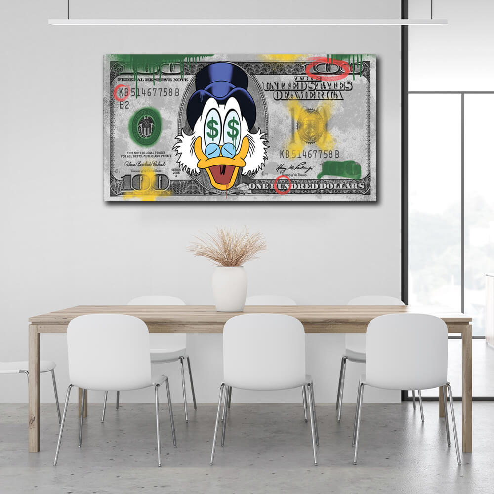 Scrooge Dollar Inspirierender Leinwand-Kunstdruck