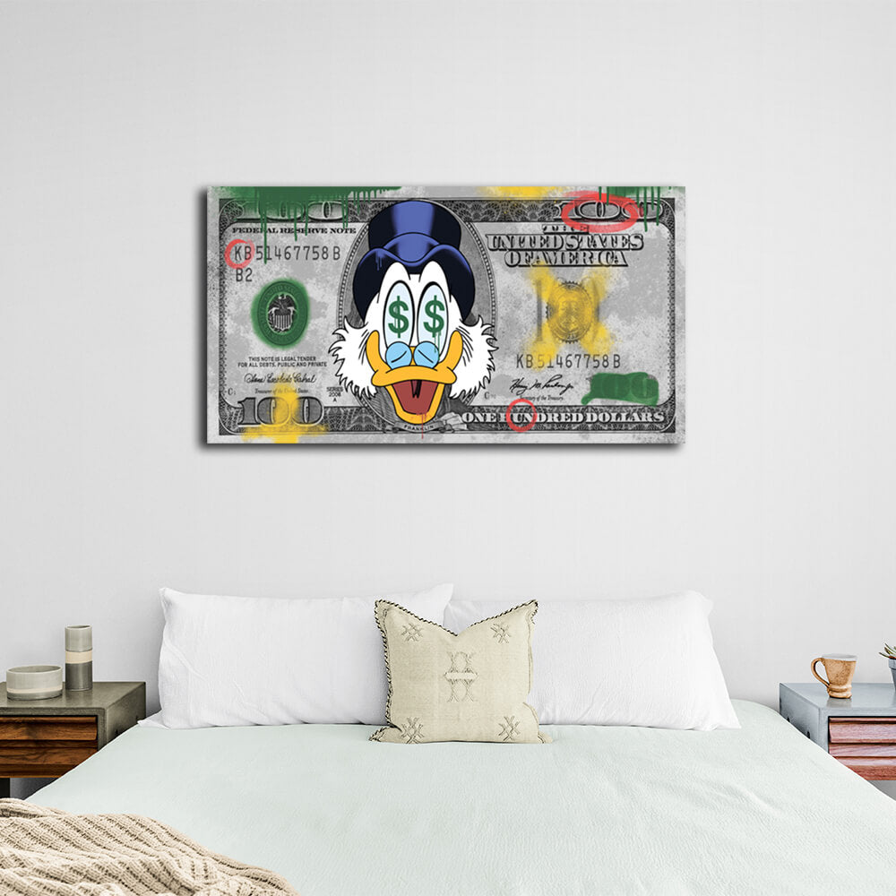 Scrooge Dollar Inspirierender Leinwand-Kunstdruck