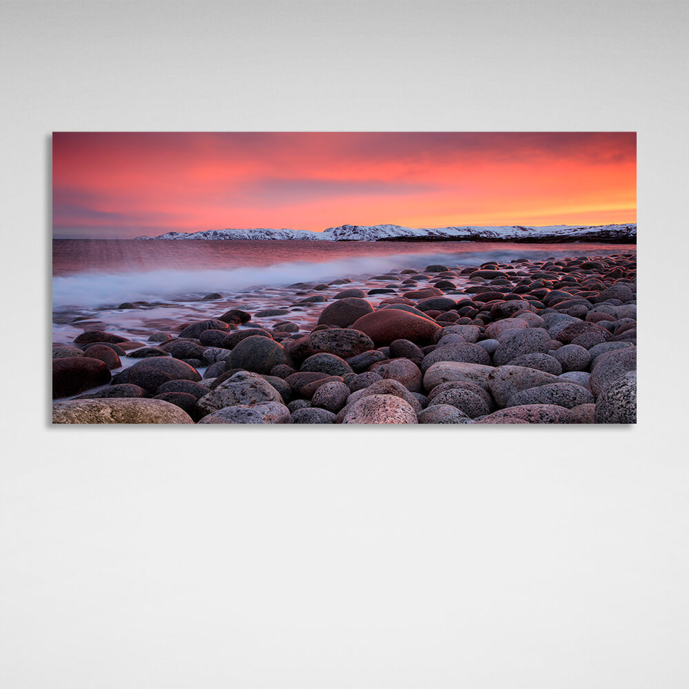 The rocky shore of the lake Canvas Wall Art Print