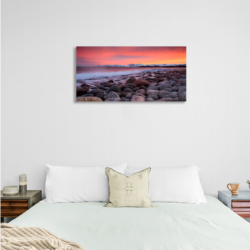 The rocky shore of the lake Canvas Wall Art Print