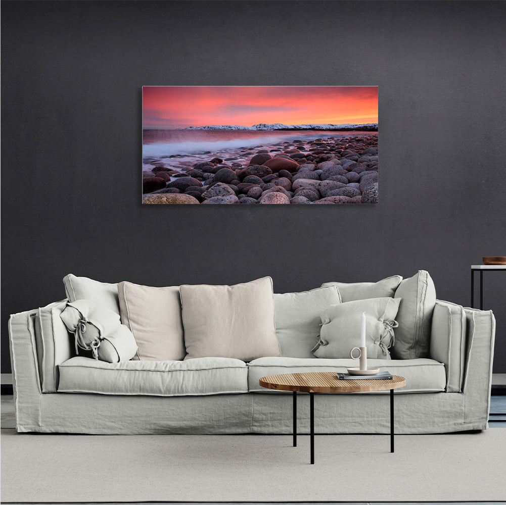 The rocky shore of the lake Canvas Wall Art Print