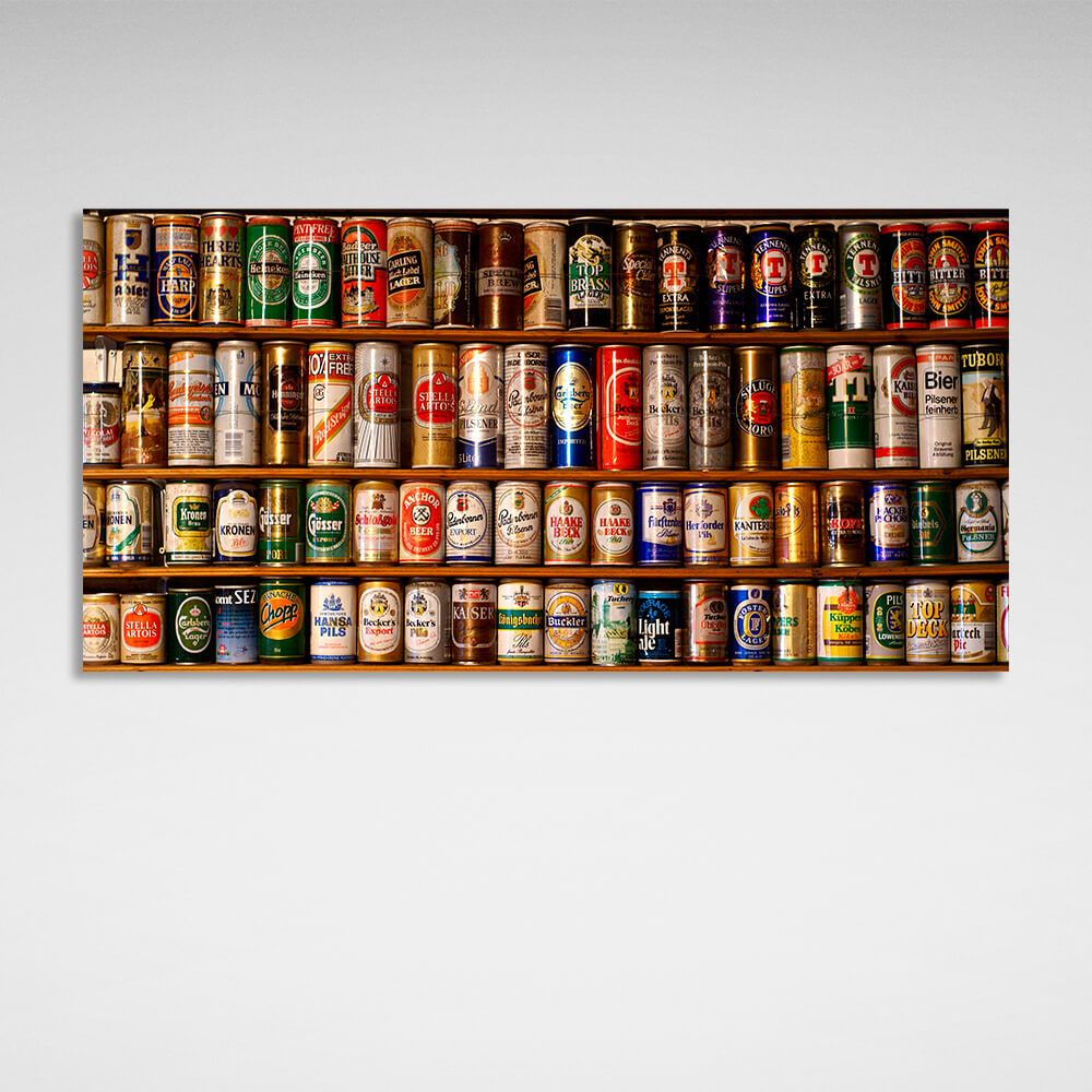 For bar kitchen Beer cans Canvas Wall Art Print For Kitchen