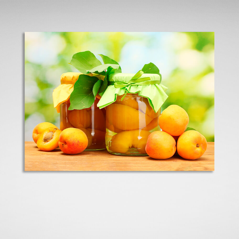 Canned apricots Canvas Wall Art Print For Kitchen