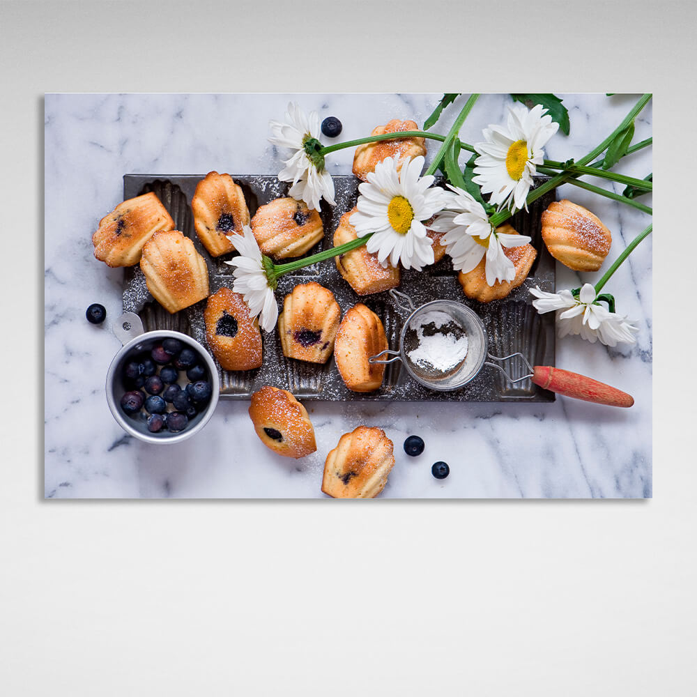 Sand cookies and berries Canvas Wall Art Print For Kitchen