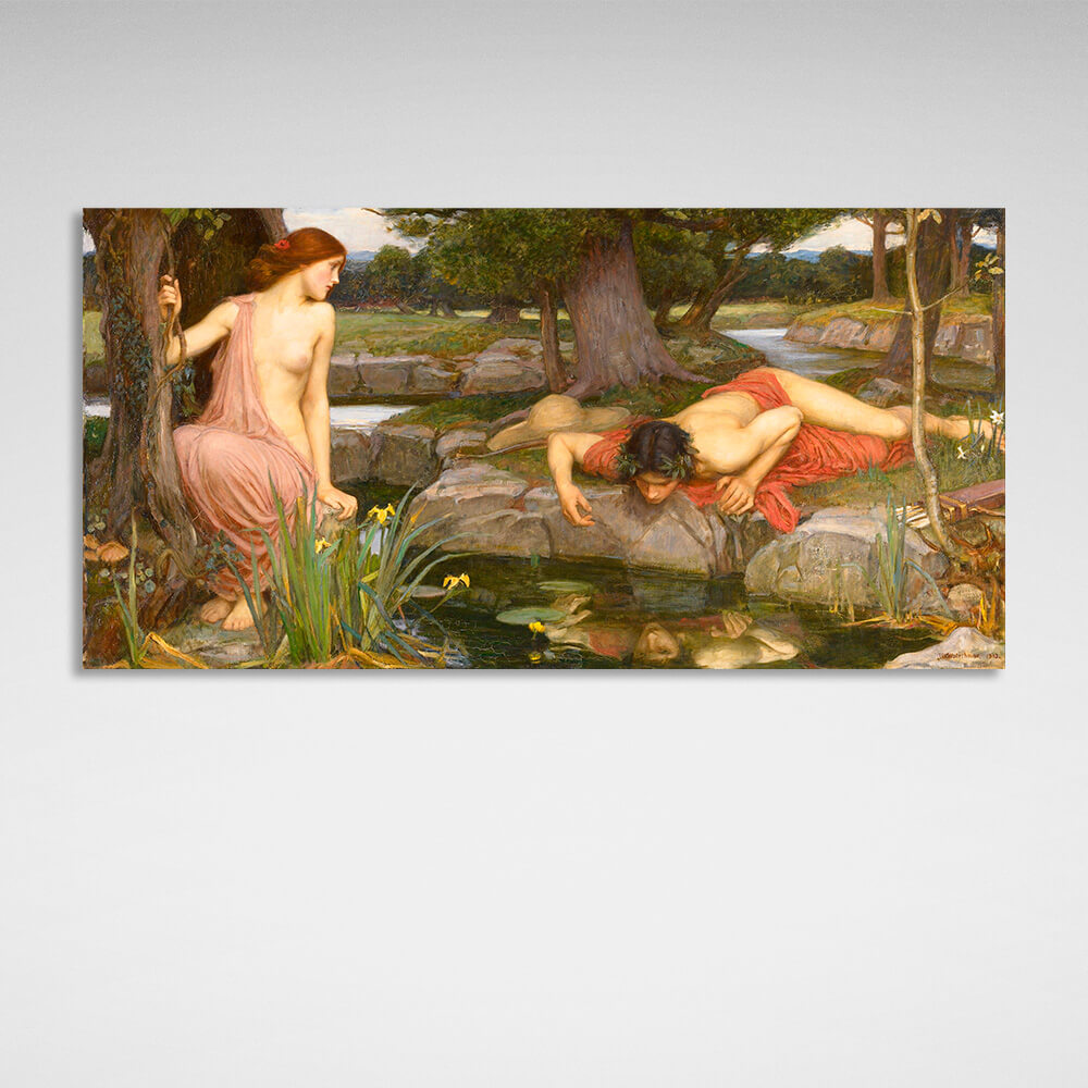 Echo und Narziss, John William Waterhouse, Reproduktion, Leinwand, Wand-Kunstdruck