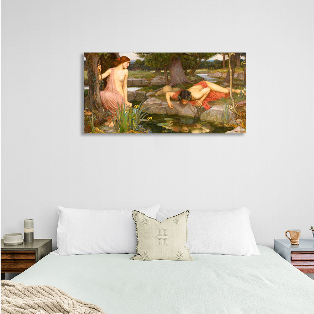 Echo und Narziss, John William Waterhouse, Reproduktion, Leinwand, Wand-Kunstdruck