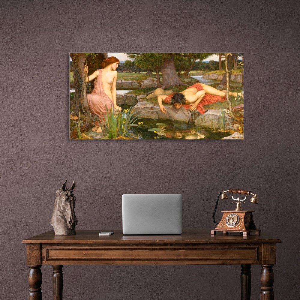 Echo und Narziss, John William Waterhouse, Reproduktion, Leinwand, Wand-Kunstdruck