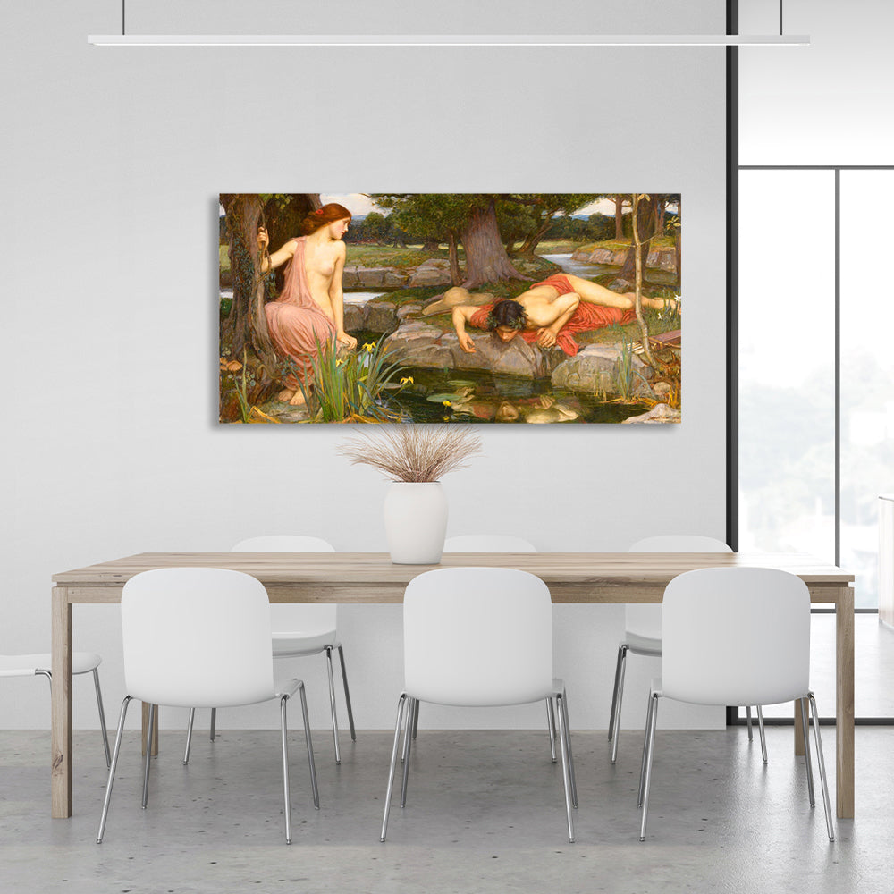 Echo und Narziss, John William Waterhouse, Reproduktion, Leinwand, Wand-Kunstdruck