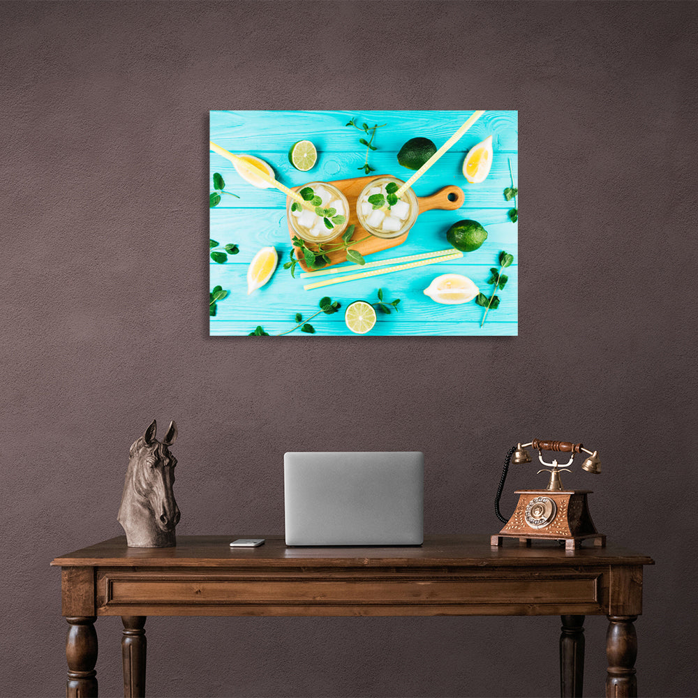 Lemonade lemon, lime Canvas Wall Art Print For Kitchen