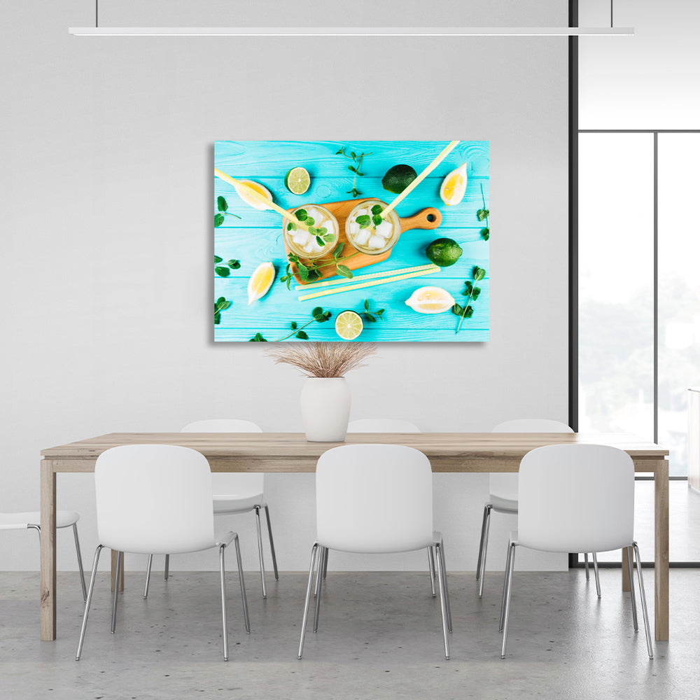 Lemonade lemon, lime Canvas Wall Art Print For Kitchen