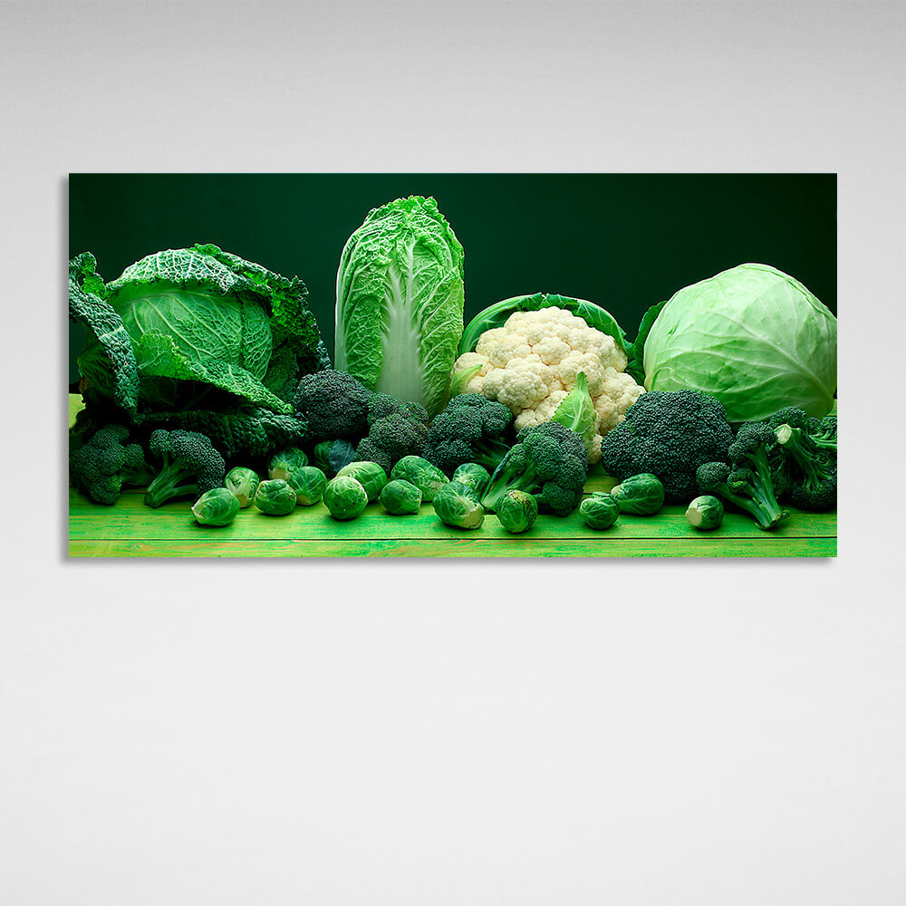 Cabbage and broccoli Canvas Wall Art Print For Kitchen