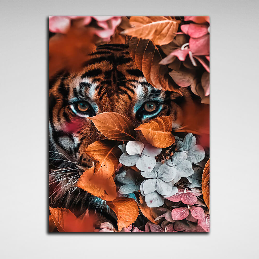 Für Zuhause Leinwandbild „Ein Tiger in Farben“