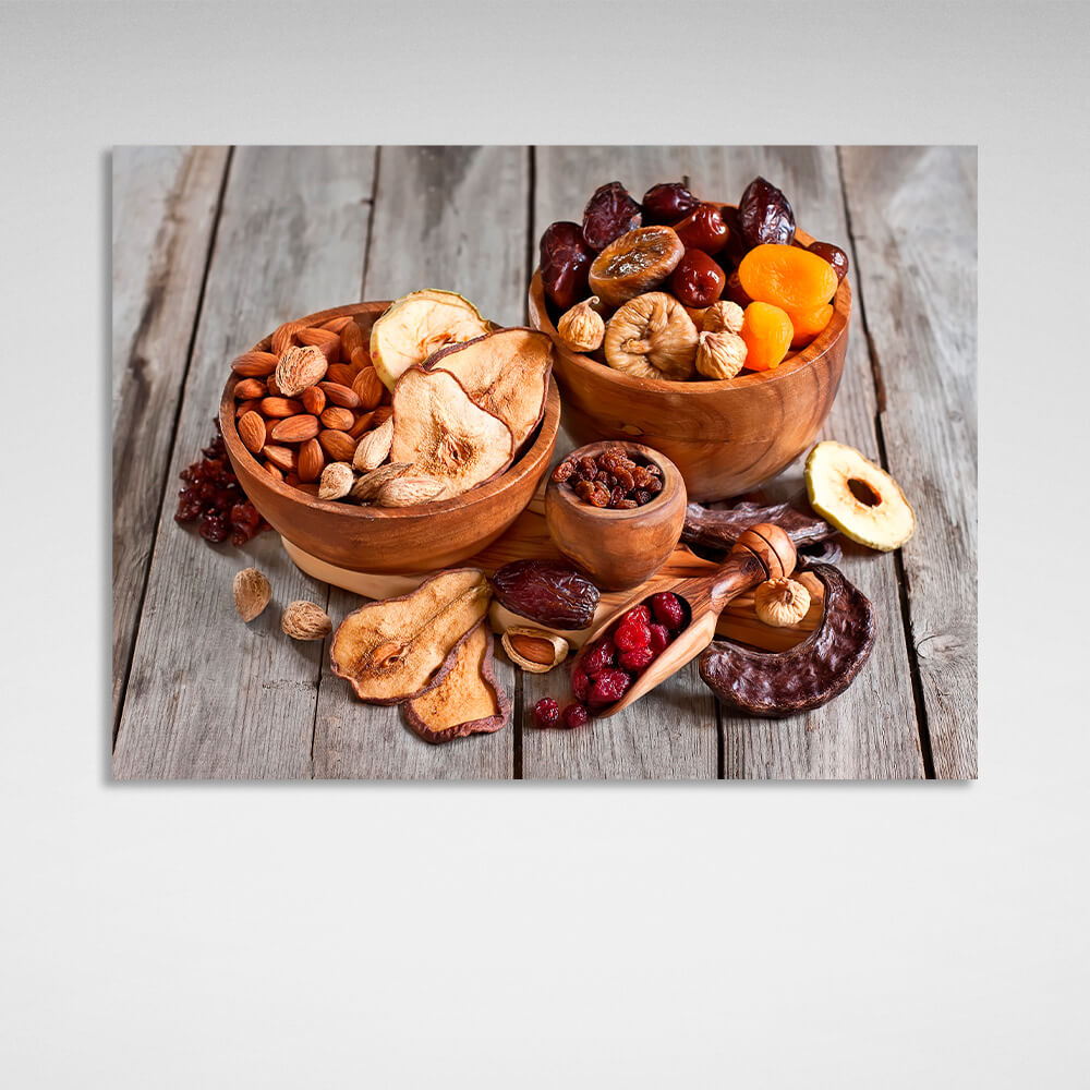 Dried fruits and nuts Canvas Wall Art Print For Kitchen