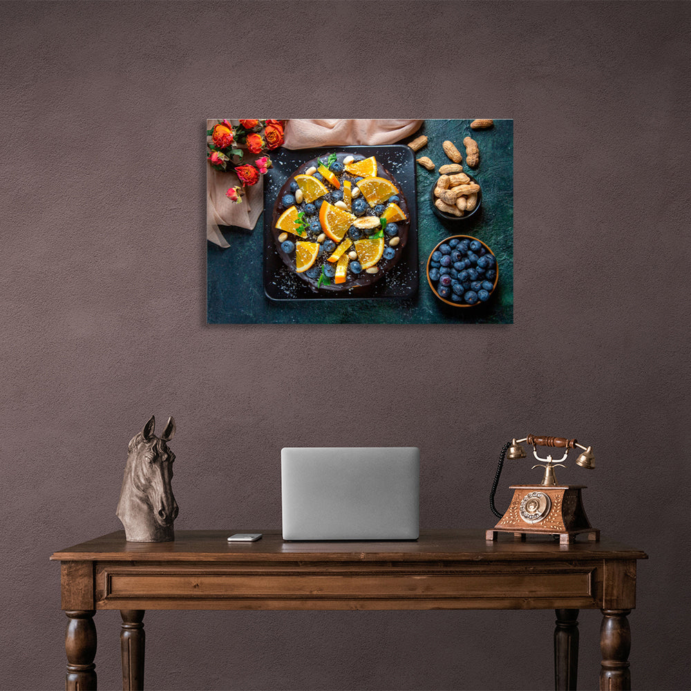 Lemon, blueberries and nuts Canvas Wall Art Print For Kitchen