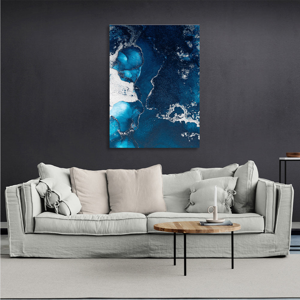 Blue-gray Abstraction Canvas Wall Art Print