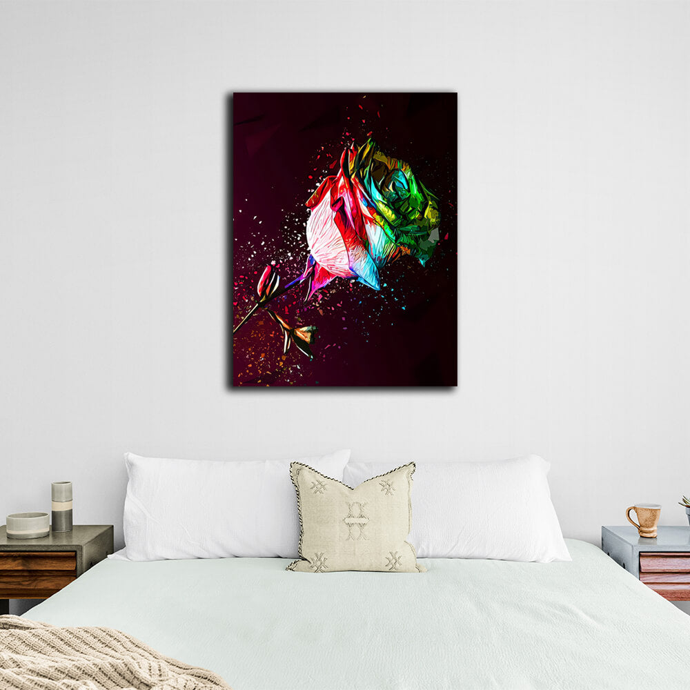 For home Colored rose Canvas Wall Art Print