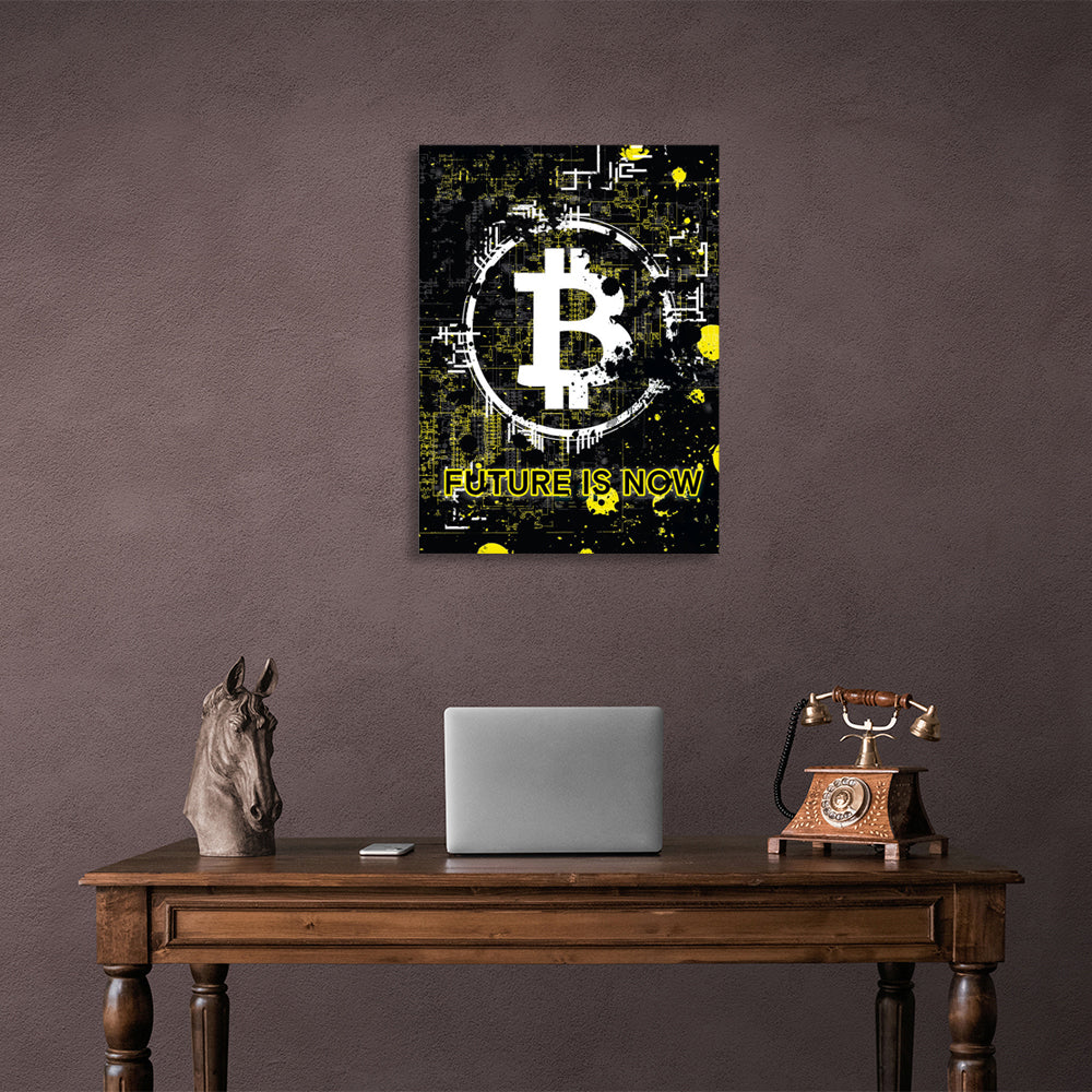 Bitcoin Die Zukunft ist jetzt Inspirierender Kunstdruck auf Leinwand