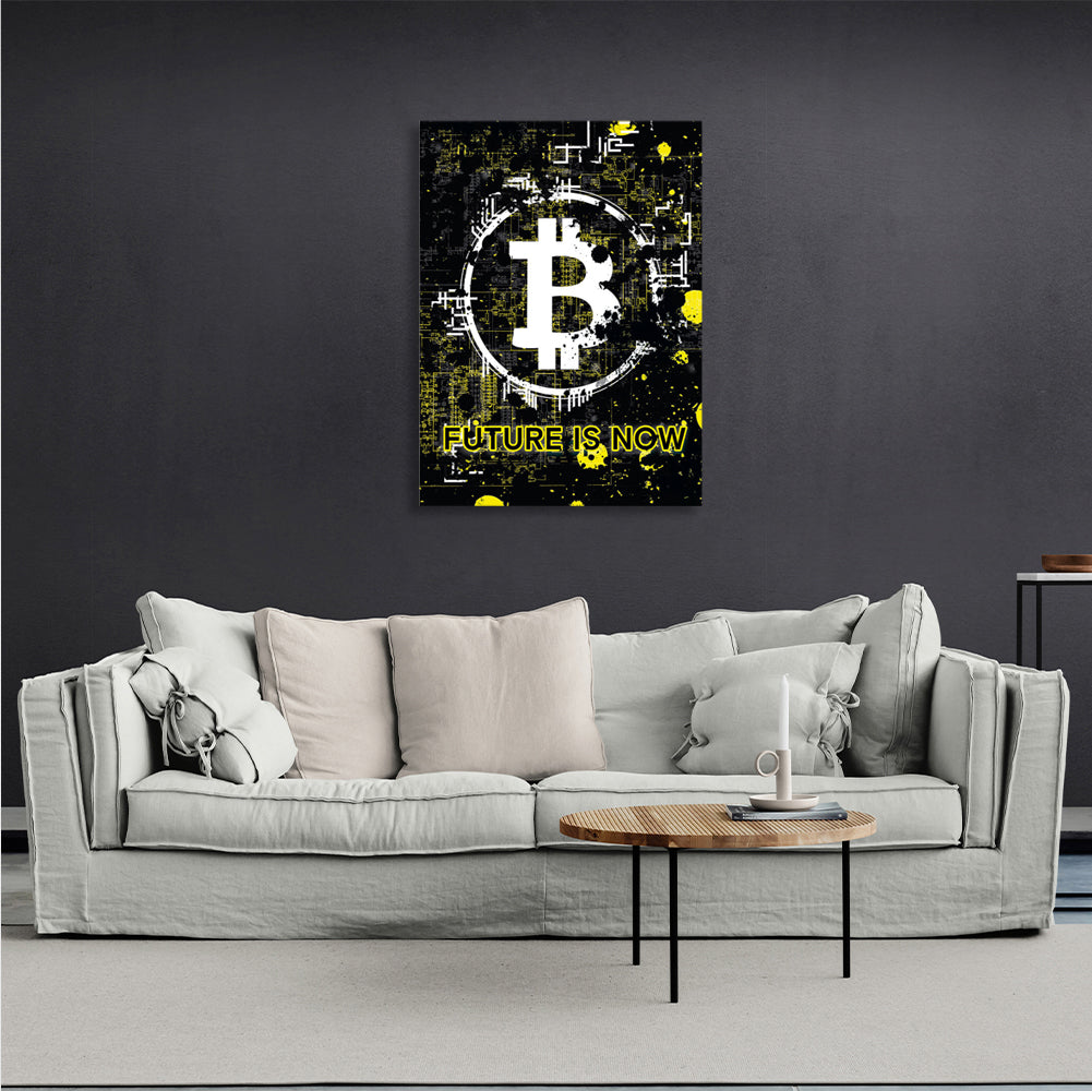 Bitcoin Die Zukunft ist jetzt Inspirierender Kunstdruck auf Leinwand