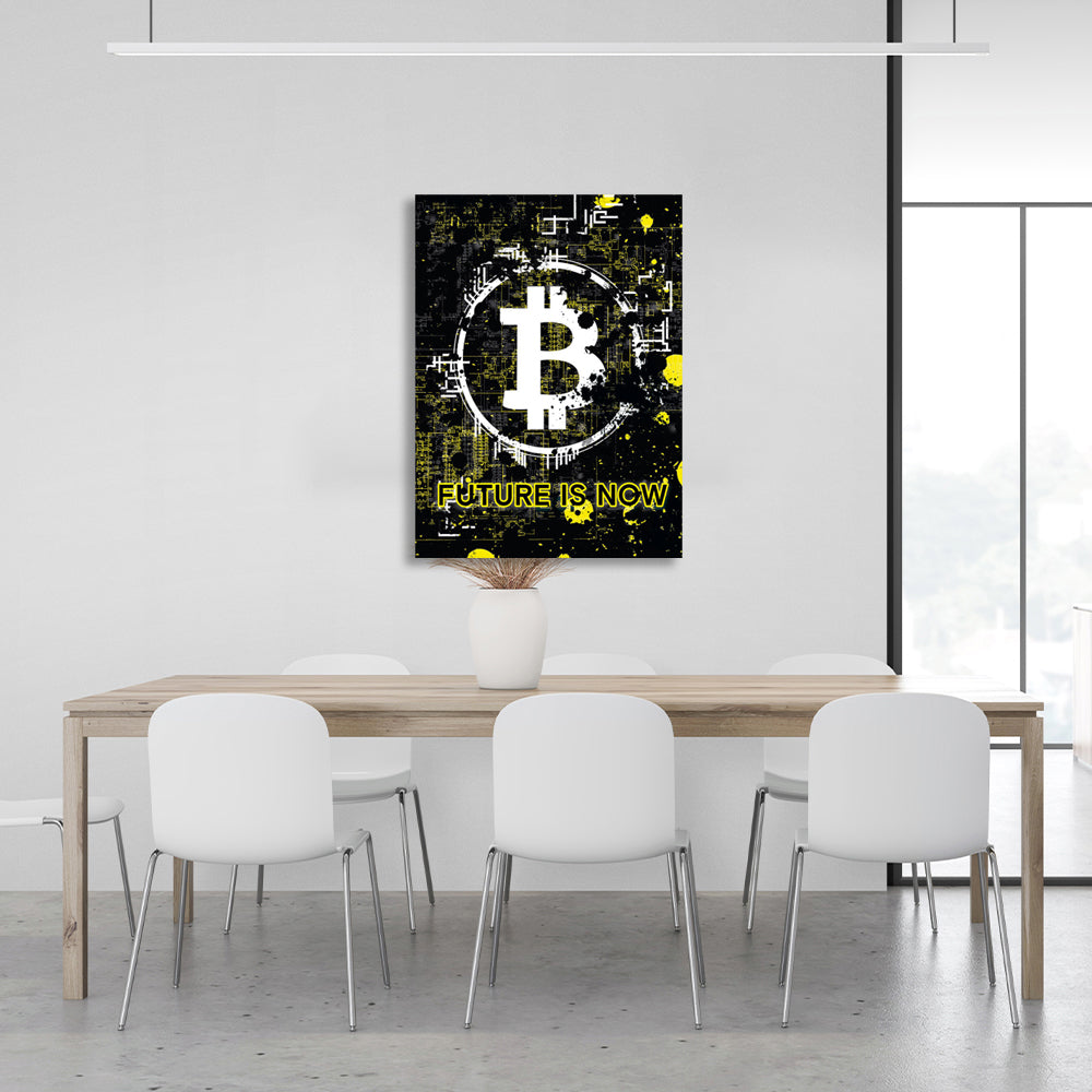 Bitcoin Die Zukunft ist jetzt Inspirierender Kunstdruck auf Leinwand