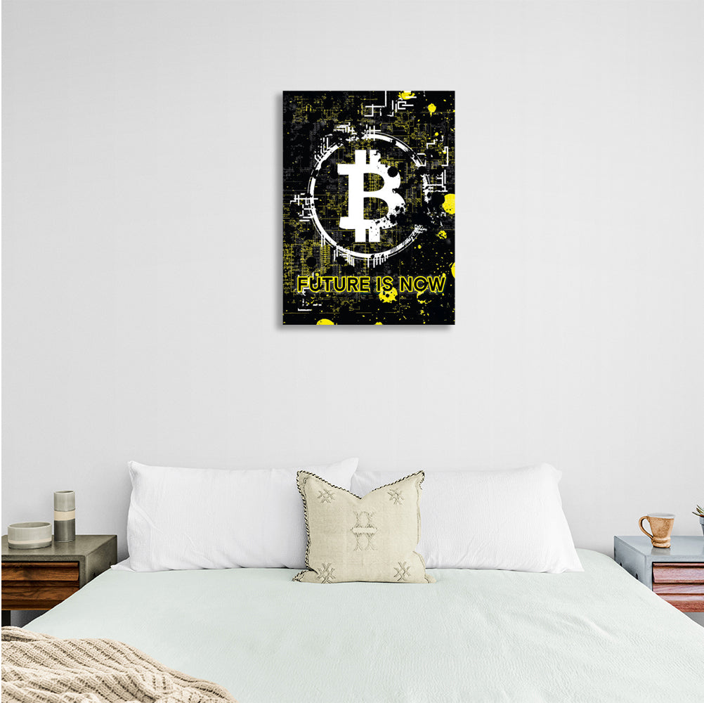 Bitcoin The future is now Inspirational Canvas Wall Art Print