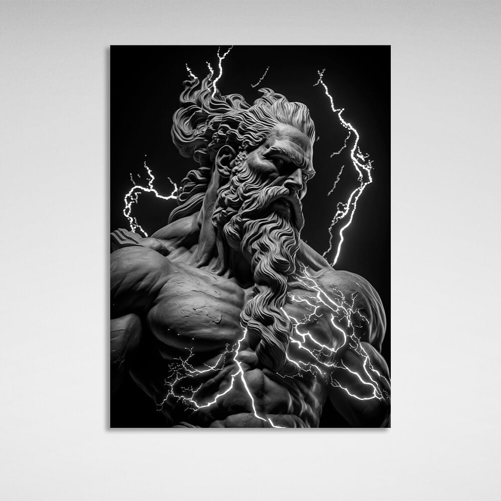 The statue of Zeus with the lightning bolt Canvas Wall Art Print