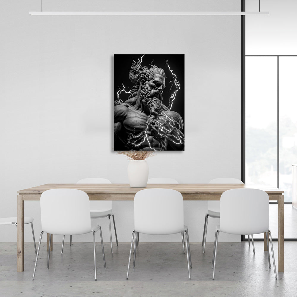 The statue of Zeus with the lightning bolt Canvas Wall Art Print