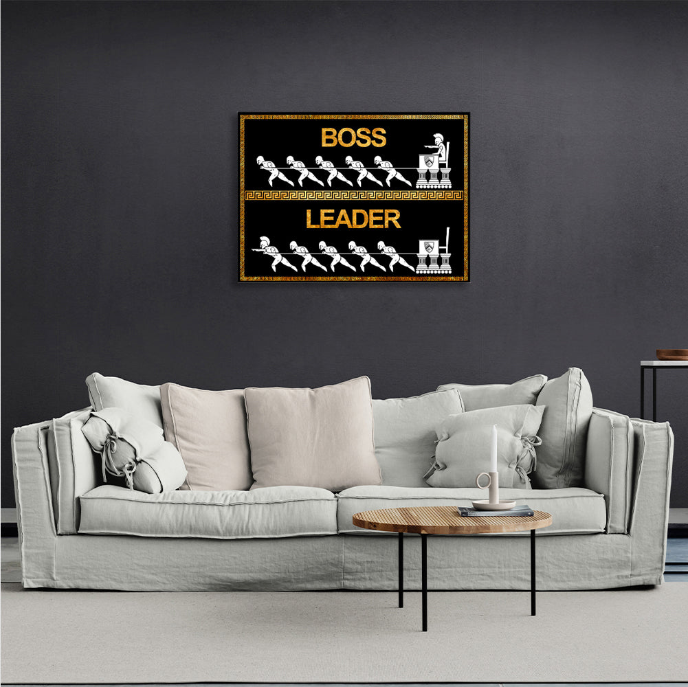 Boss Leader – Motivierender Kunstdruck auf Leinwand, Schwarz und Gold