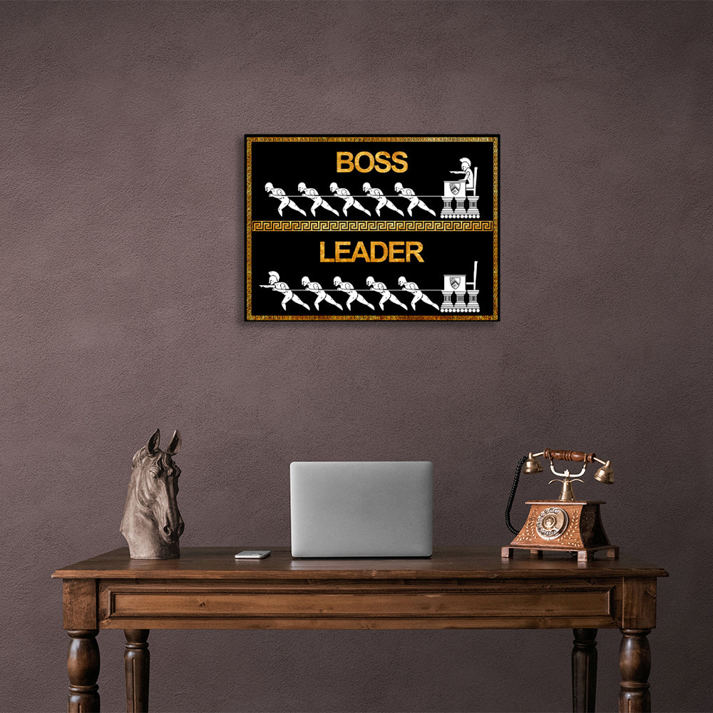 Boss Leader black and gold Motivational Canvas Wall Art Print