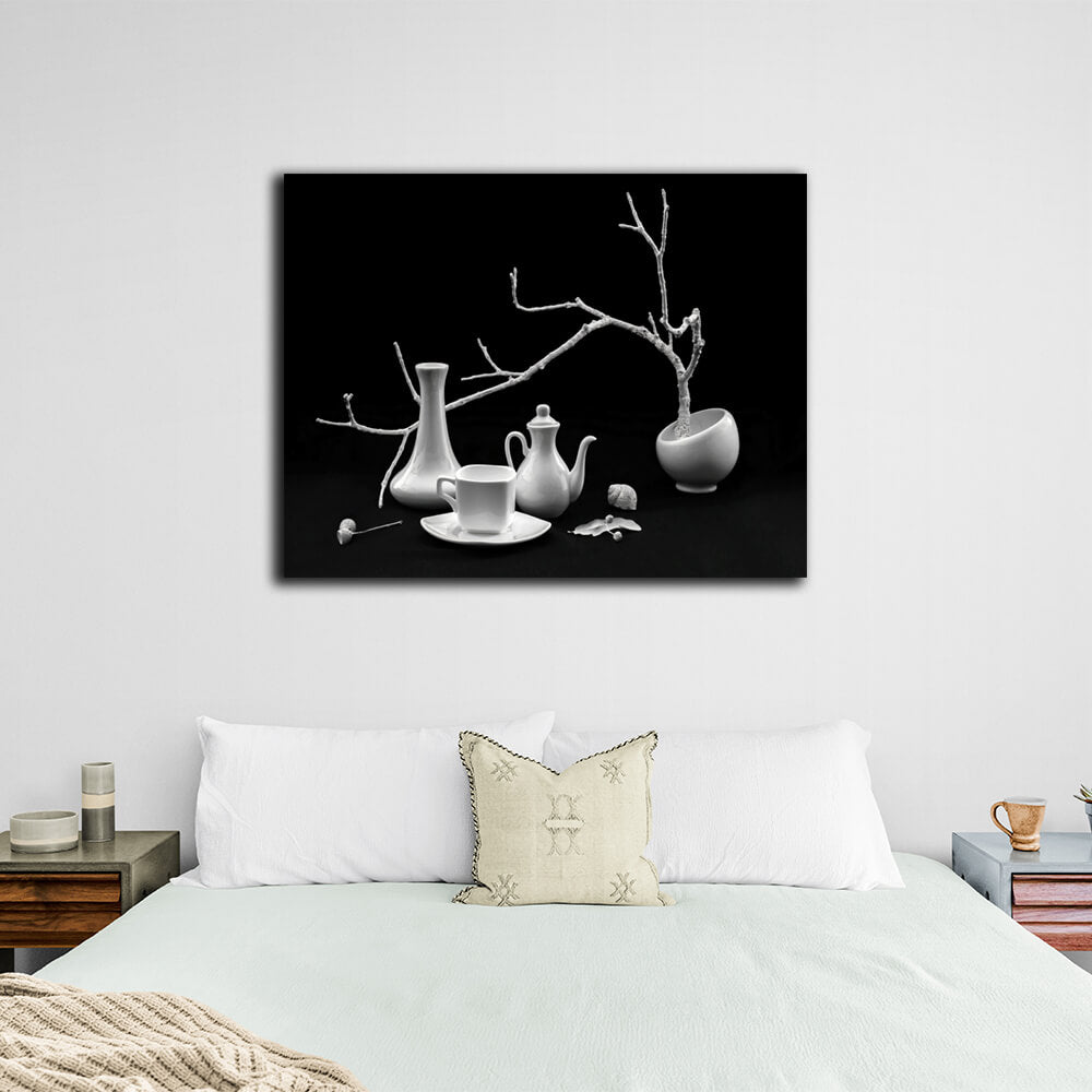 For the kitchen Black and white etude Canvas Wall Art Print