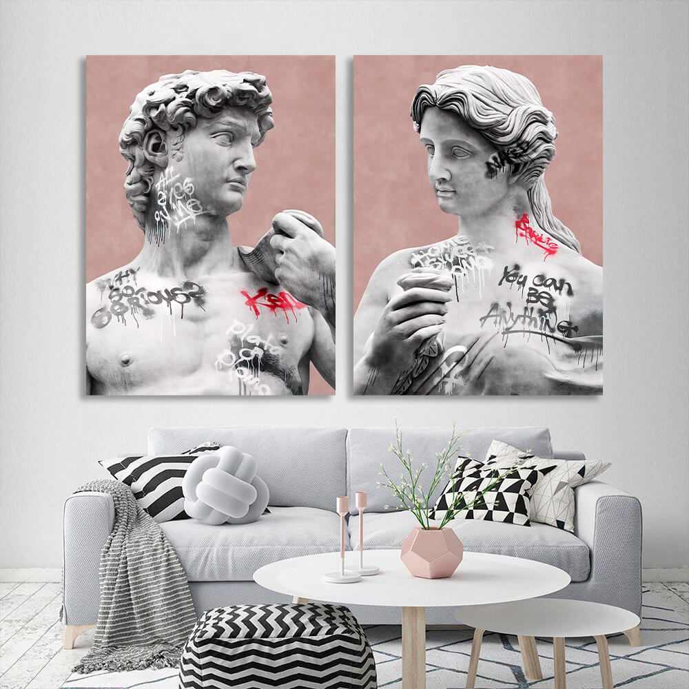 Modular for interior Greek statues Multi Panel Canvas Wall Art Print