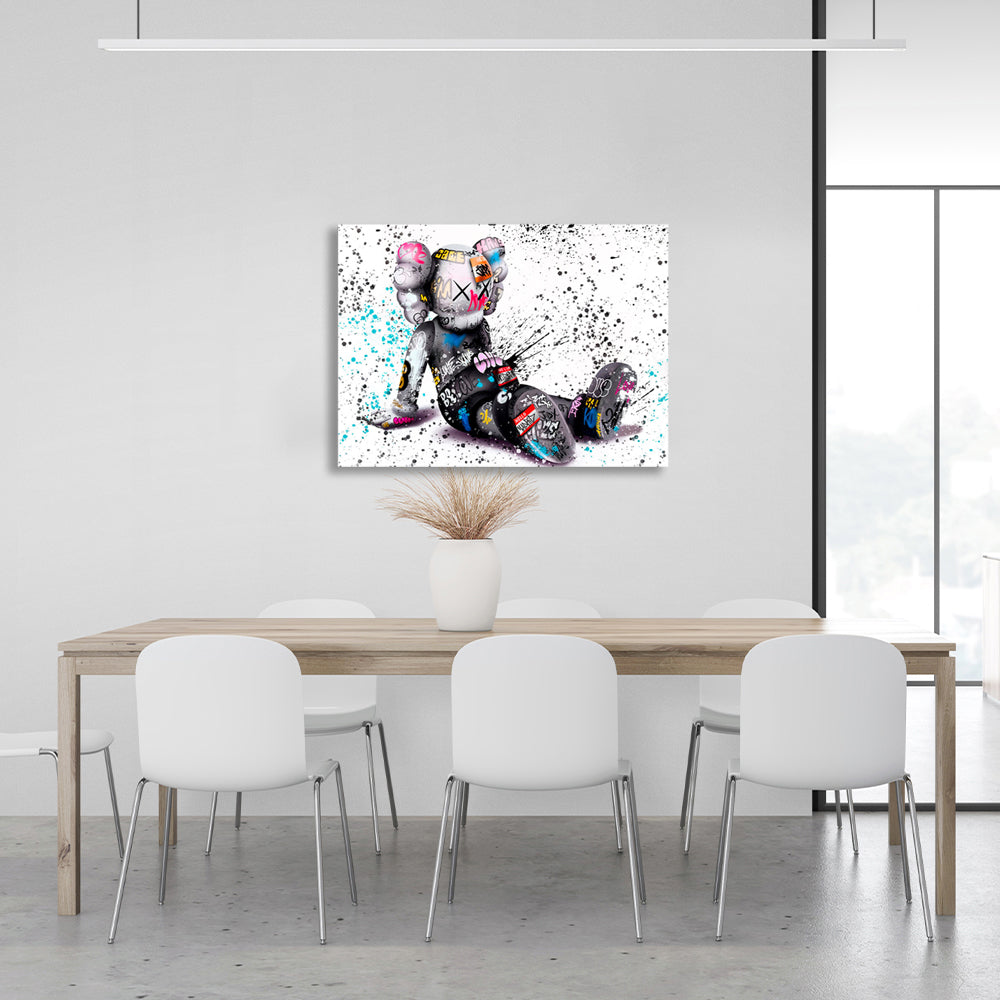 Interior doll KAWS graffiti Canvas Wall Art Print