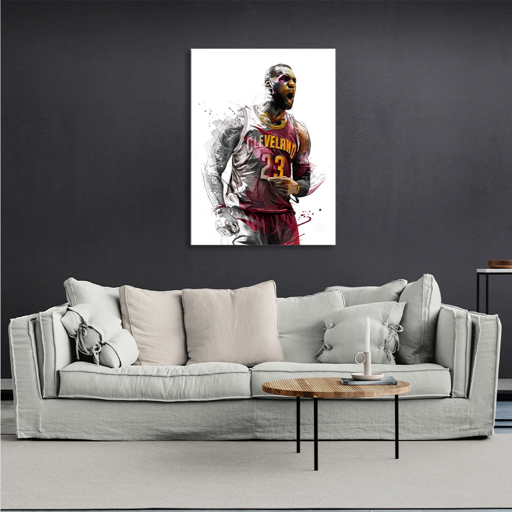 Basketball player LeBron James Canvas Wall Art Print