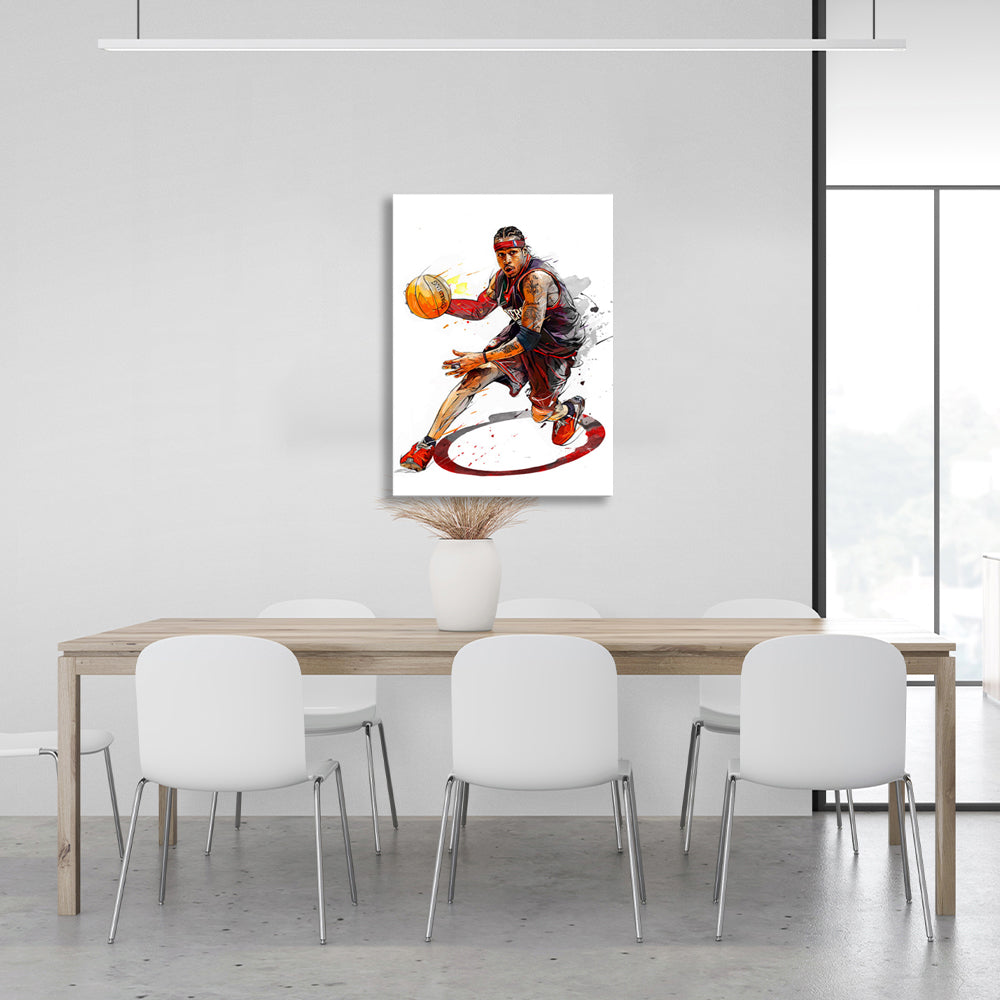 Basketball player Allen Iverson Canvas Wall Art Print