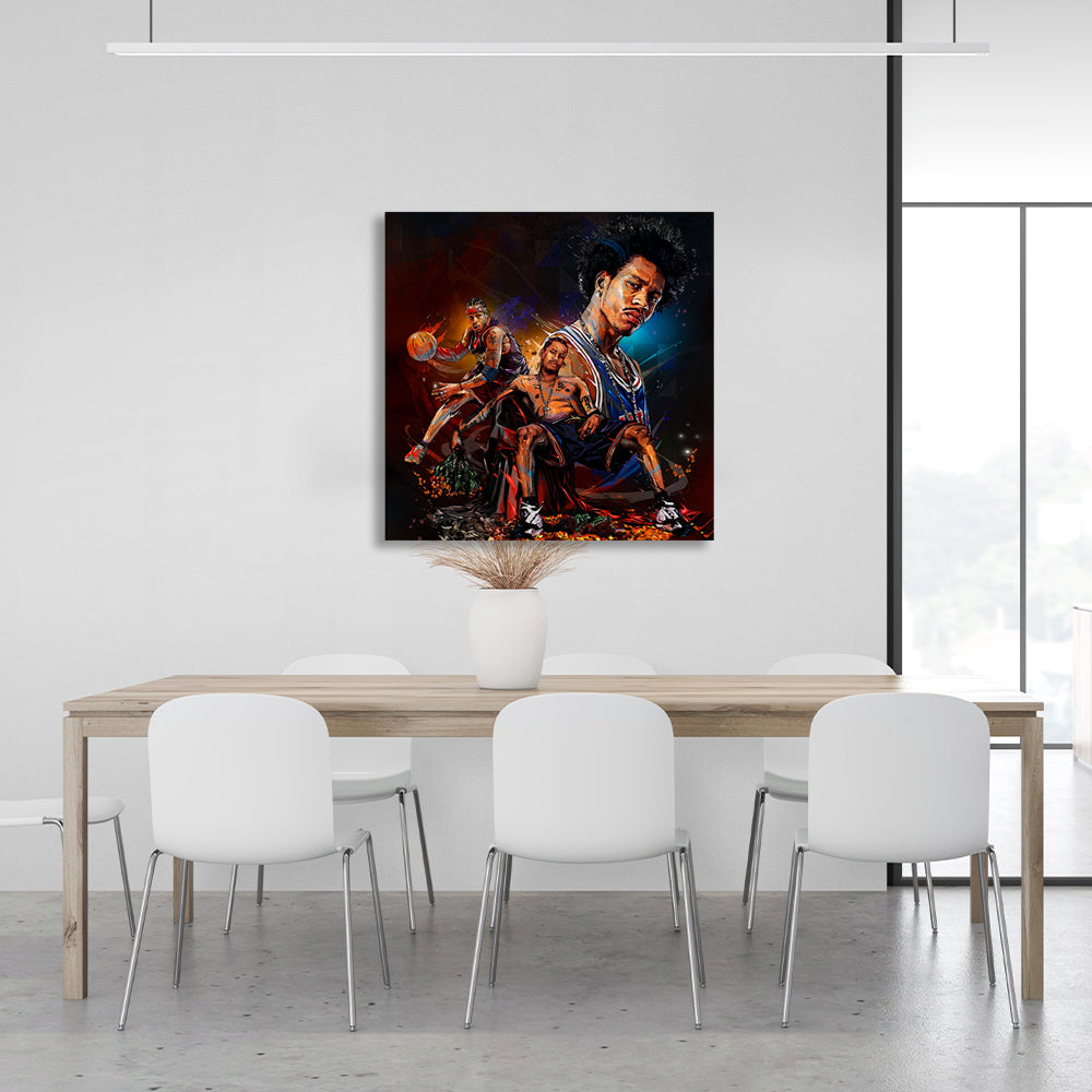 Basketballspieler Allen Iverson, eine Philadelphia-Legende, Kunstdruck auf Leinwand