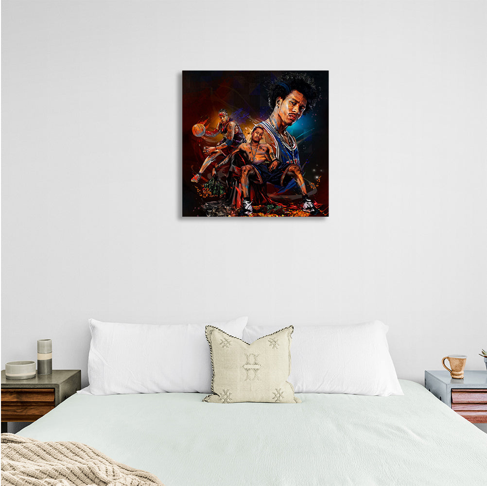 Basketballspieler Allen Iverson, eine Philadelphia-Legende, Kunstdruck auf Leinwand