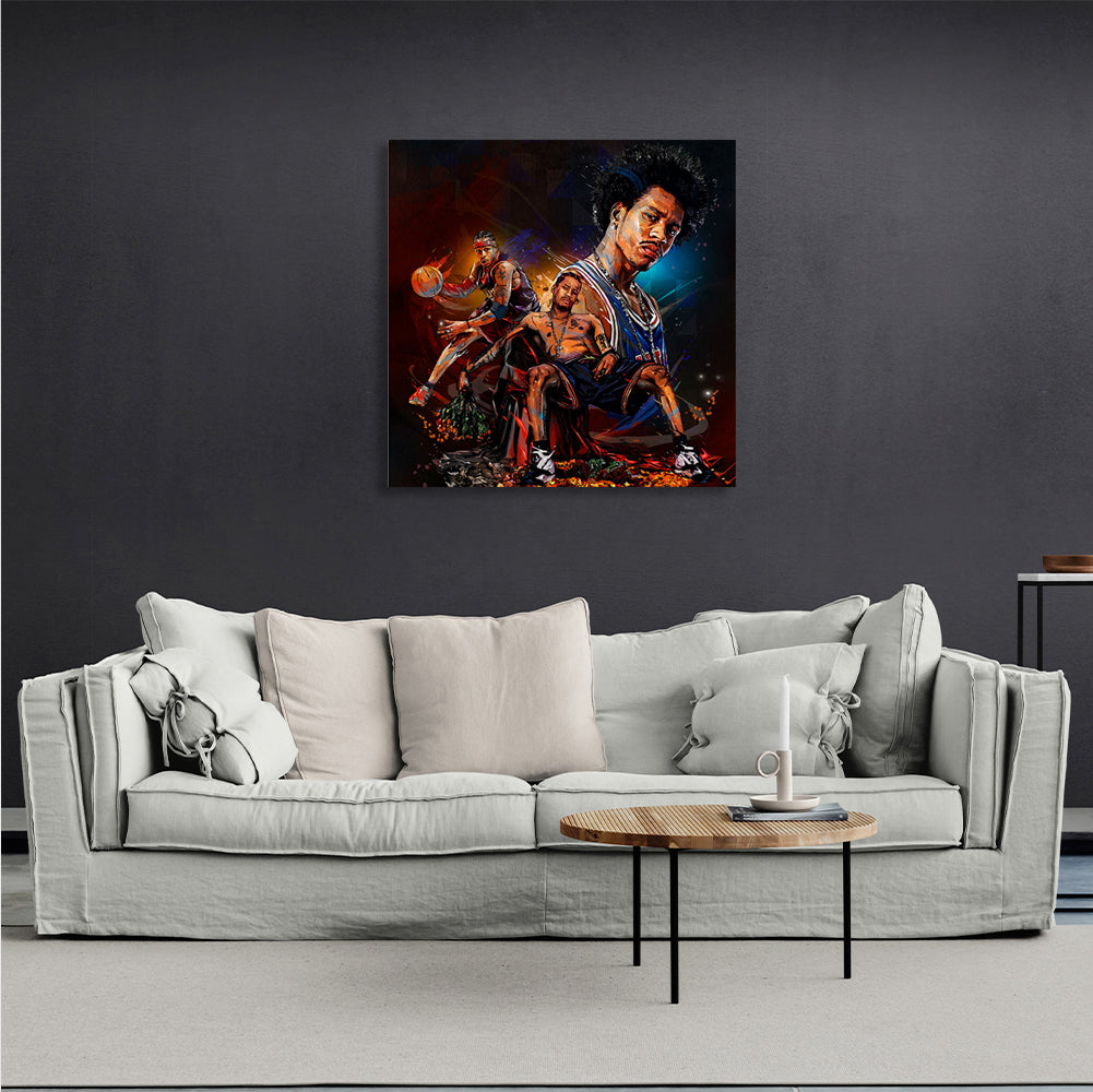 Basketballspieler Allen Iverson, eine Philadelphia-Legende, Kunstdruck auf Leinwand