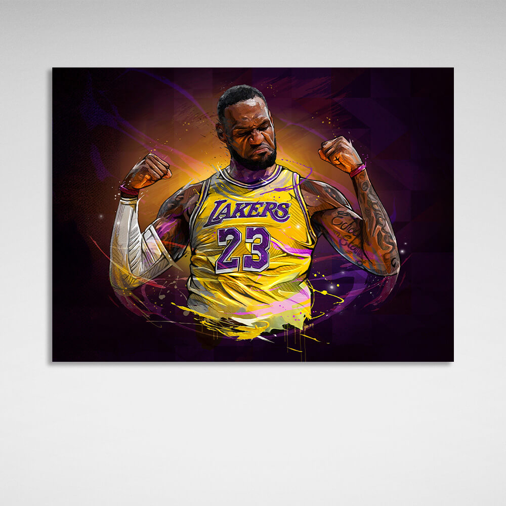 Leinwandbild „LeBron James“, Basketballspieler der Los Angeles Lakers, Wandbild