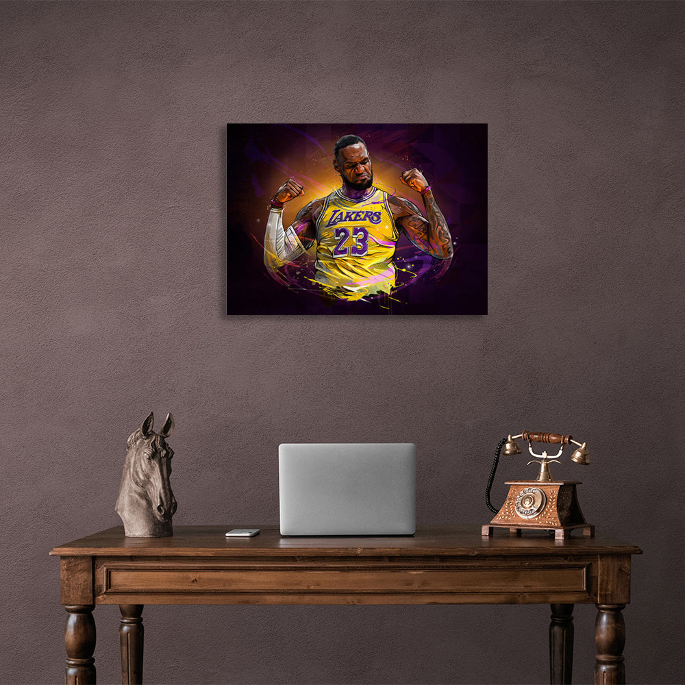 Los Angeles Lakers basketball player LeBron James Canvas Wall Art Print