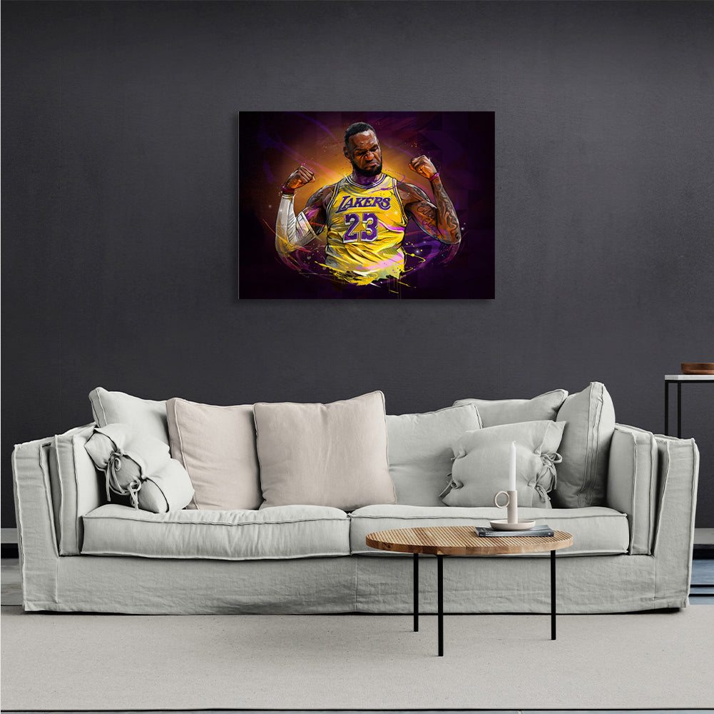 Leinwandbild „LeBron James“, Basketballspieler der Los Angeles Lakers, Wandbild