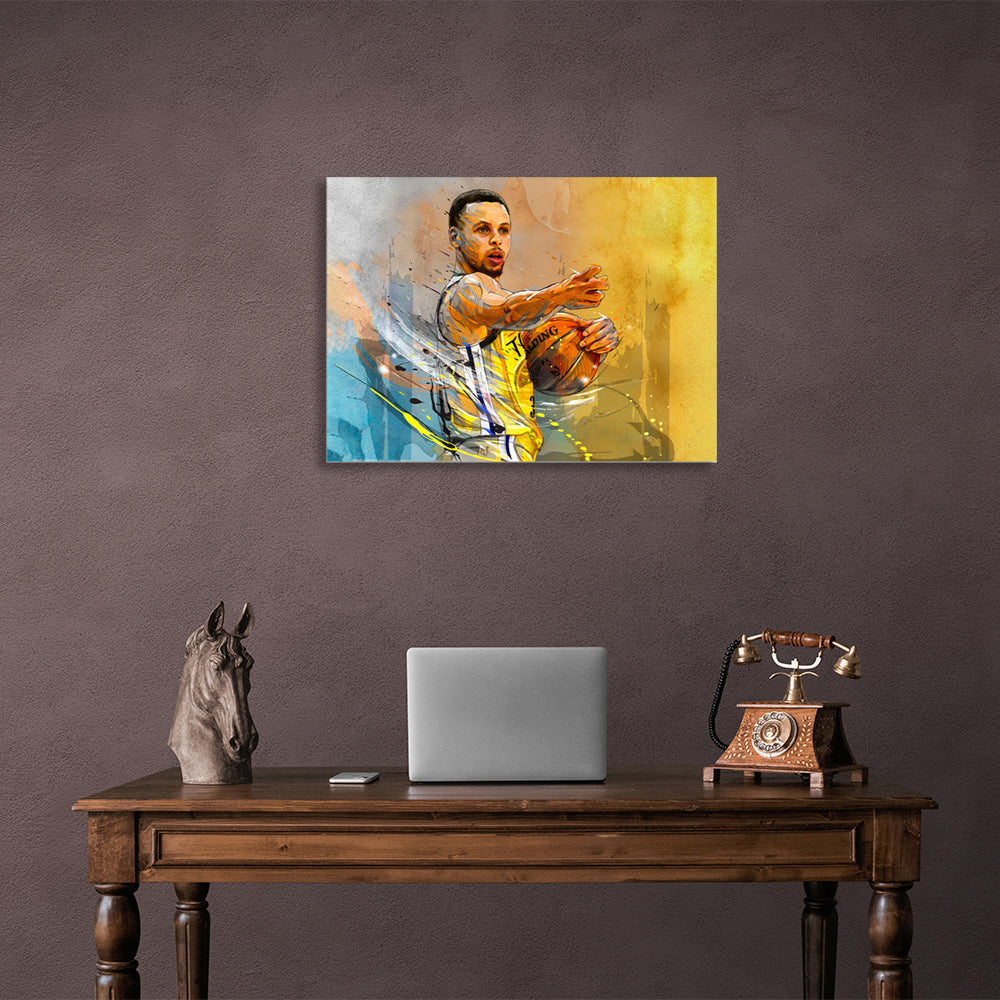 Basketball player Stephen Curry Golden State Warriors Canvas Wall Art Print