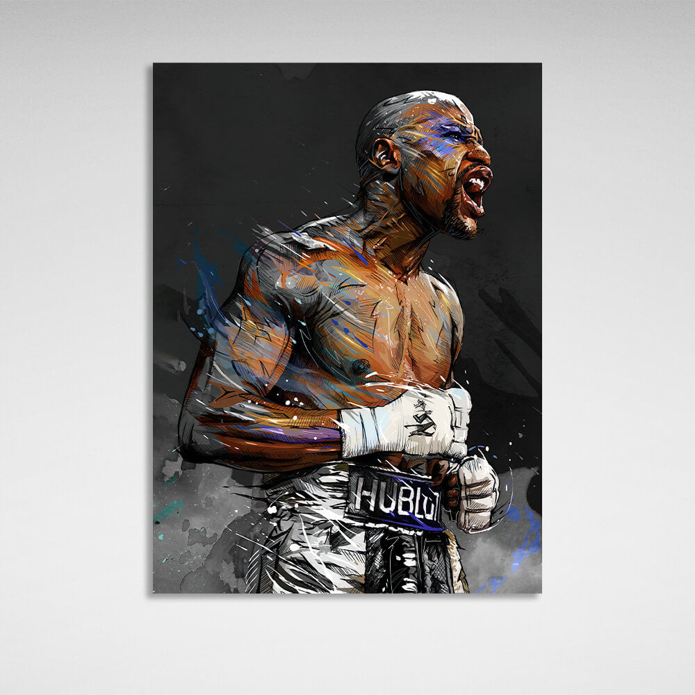 Kunstdruck auf Leinwand, Motiv: Boxer Floyd Mayweather