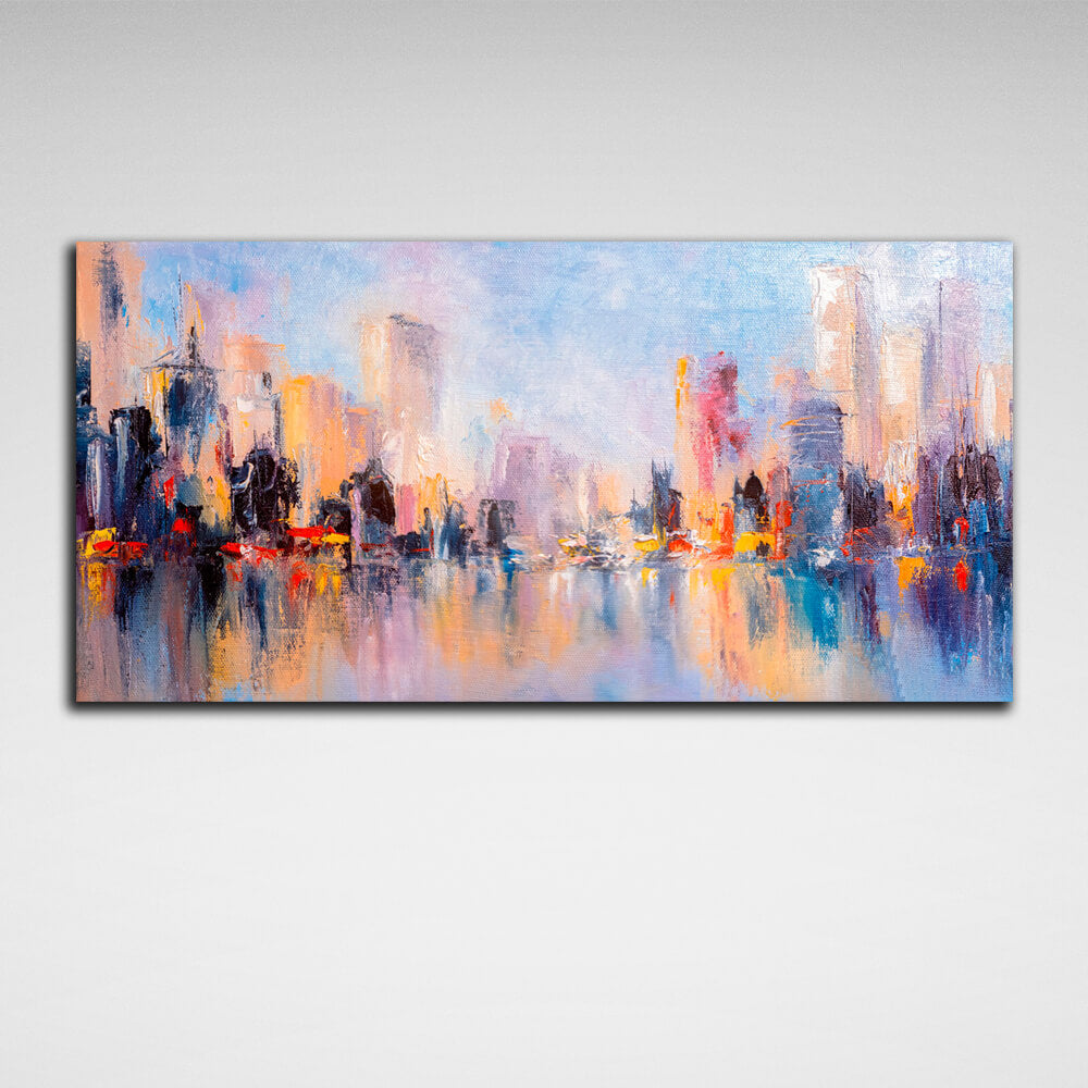 For home Skyline city view Canvas Wall Art Print